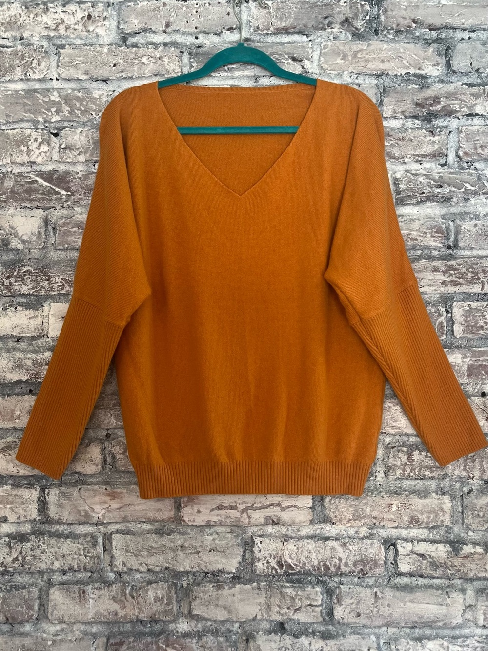 Merino Wool Women's V-NeckSweater Softest Sweater in a Pretty Pumpkin Color